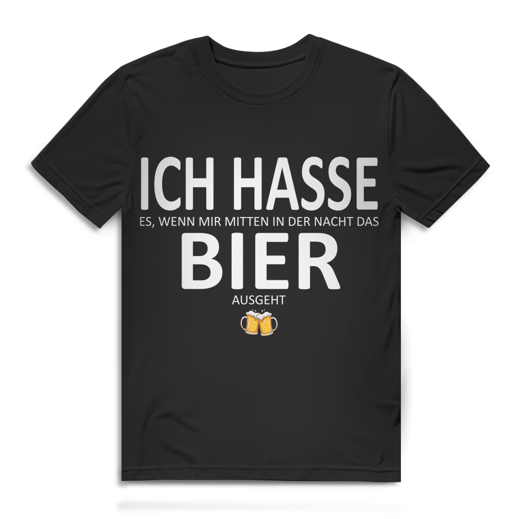 Ich hasse es wenn mir mitten in der Nacht das Bier ausgeht - Herren Premium Bio T-Shirt Black