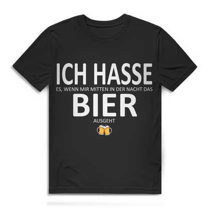 Ich hasse es wenn mir mitten in der Nacht das Bier ausgeht - Herren Premium Bio T-Shirt Black