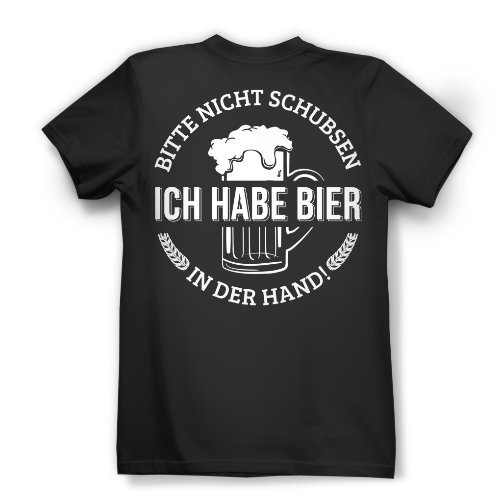 Bitte nicht schubsen ich habe Bier in der Hand - Damen Premium Bio T-Shirt Schwarz Black