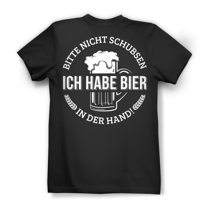 Bitte nicht schubsen ich habe Bier in der Hand - Damen Premium Bio T-Shirt Schwarz Black
