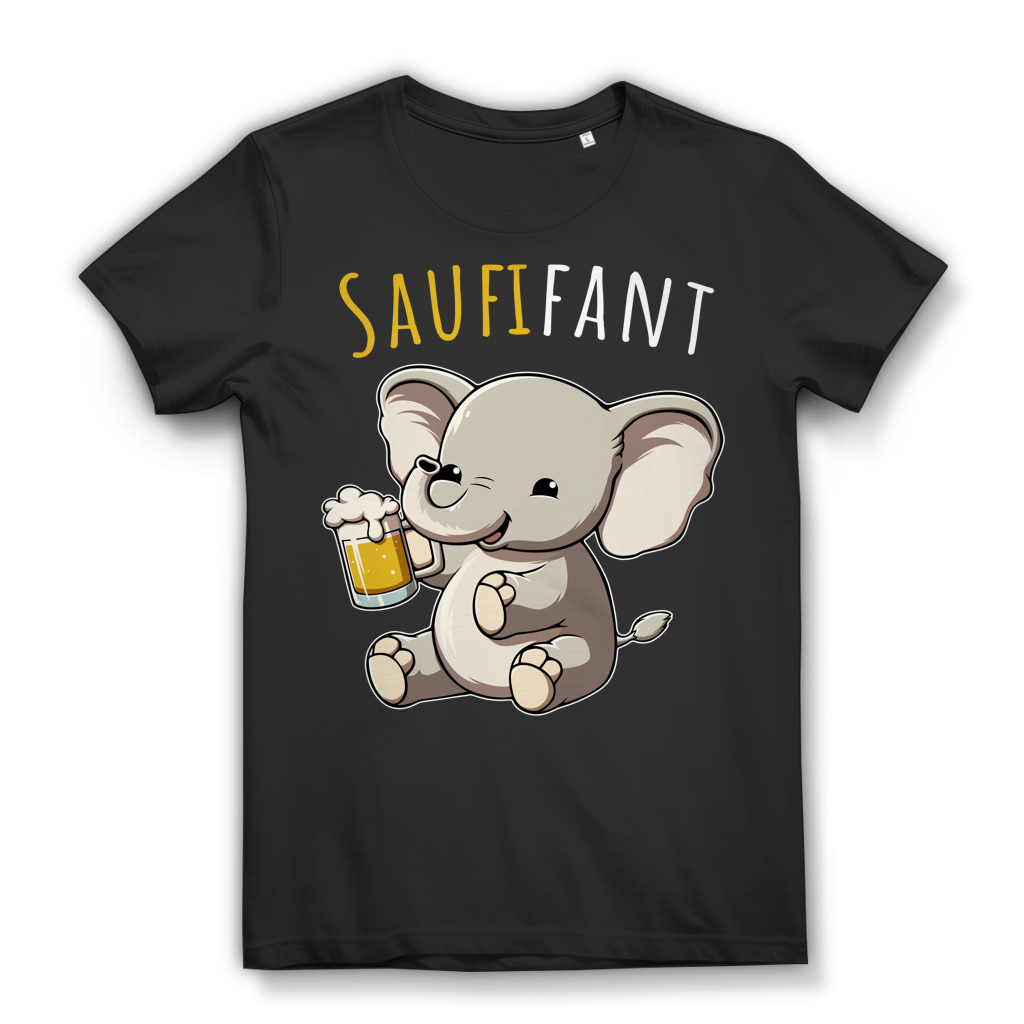 Saufifant süßer Elefant mit Bier - Damen Premium Bio T-Shirt Black