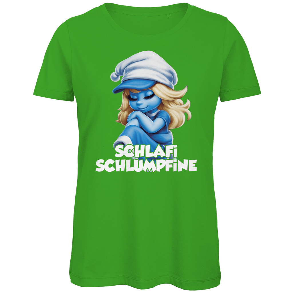 Schlafi Schlumpfine Grafik - Damen Premium Bio T-Shirt Real Green