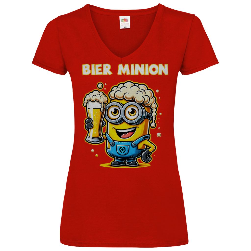 Bier Minion - V-Neck Damenshirt