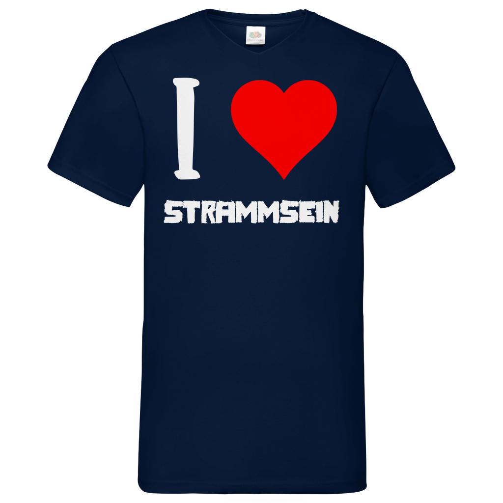 I love Strammsein - Herren V-Neck Shirt Navy