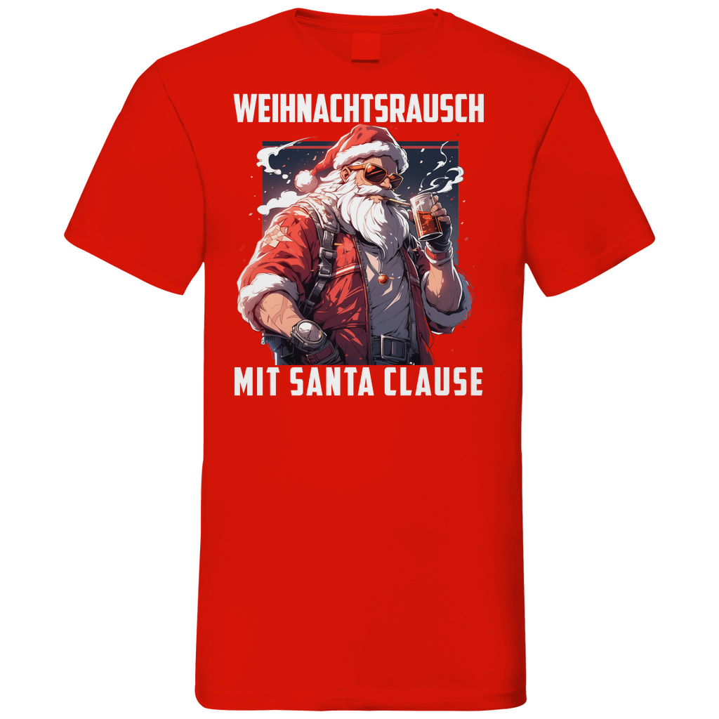 Weihnachtsrausch mit Santa Clause - Herren V-Neck Shirt Red