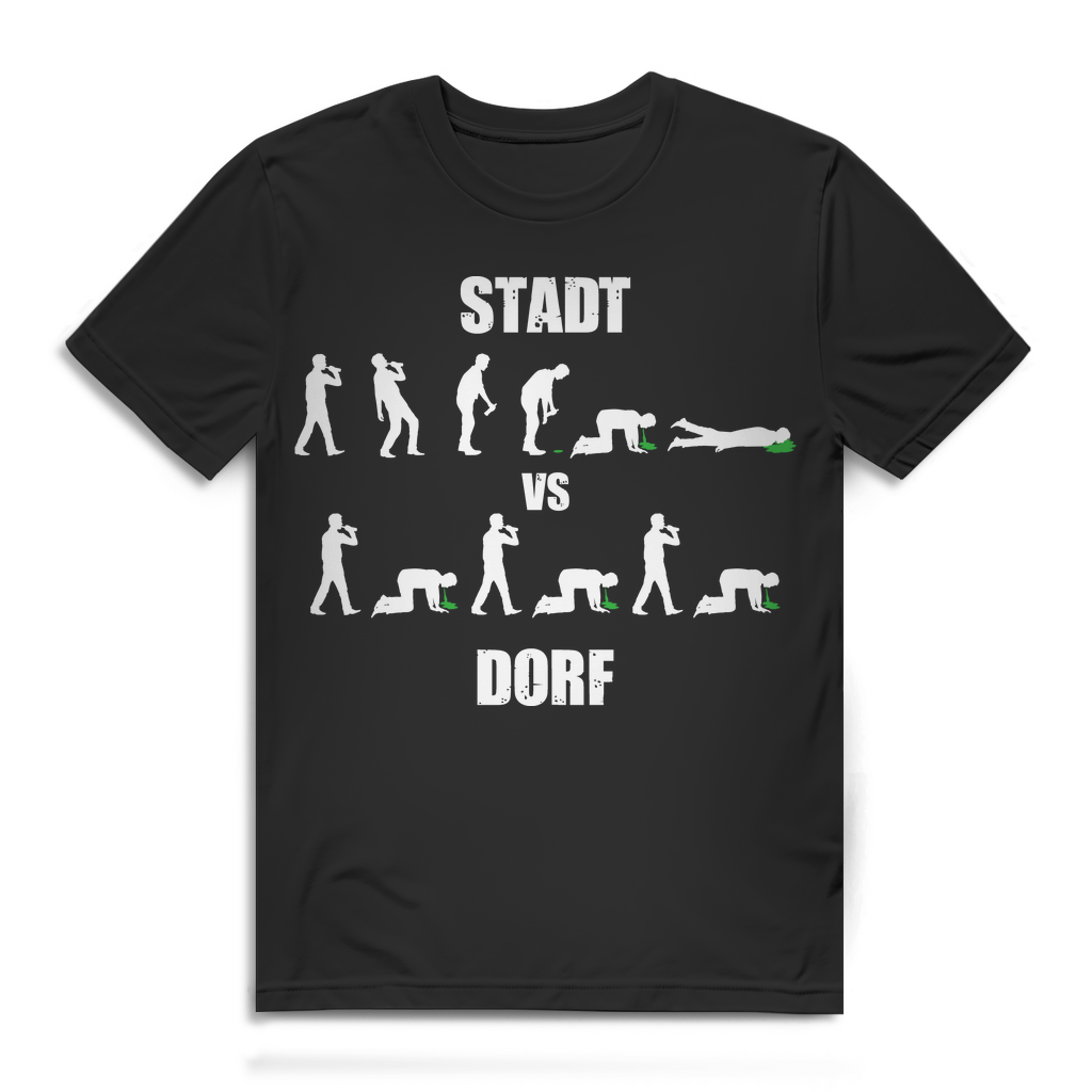 Party T-Shirt Männer – Stadt vs Dorf Alkohol Vergleich mit Kotzgarantie Black