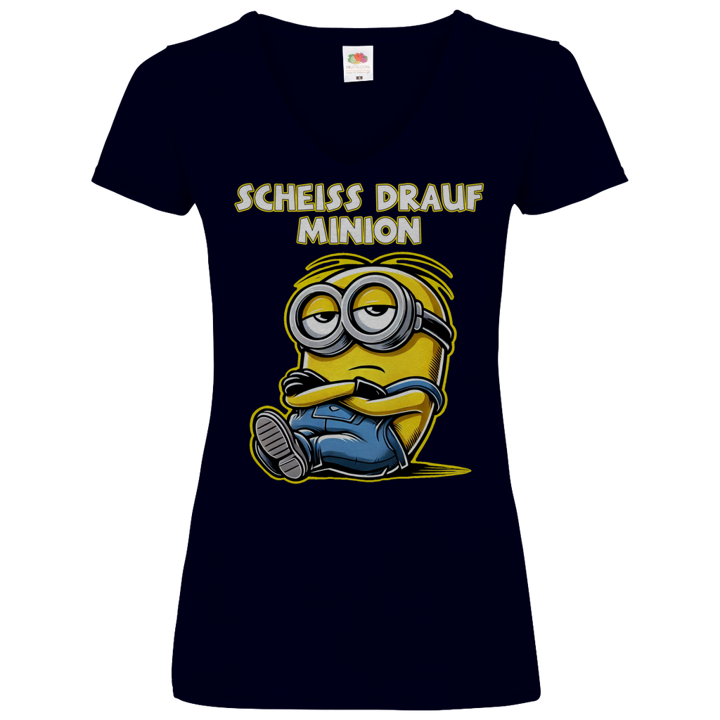Scheiss drauf Minion - V-Neck Damenshirt