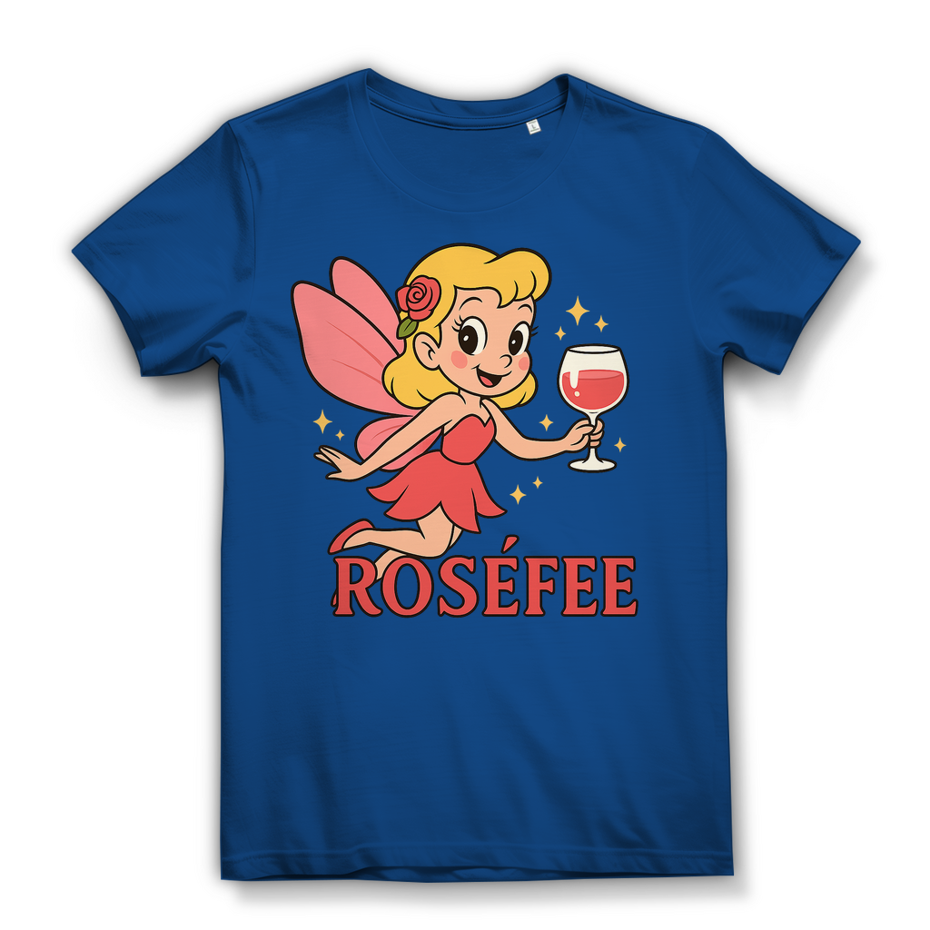 Damen Premium Bio T-Shirt ROSÉFEE – Rosé Wein Fee Motiv aus 100 % Bio-Baumwolle Royal Blue