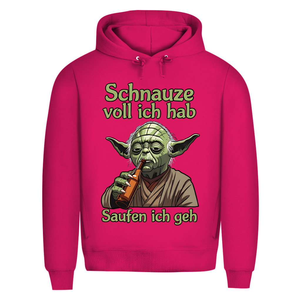 Herren Premium Bio Hoodie Yoda Schnauze Voll Ich Hab Saufen Ich Geh Magenta Pink