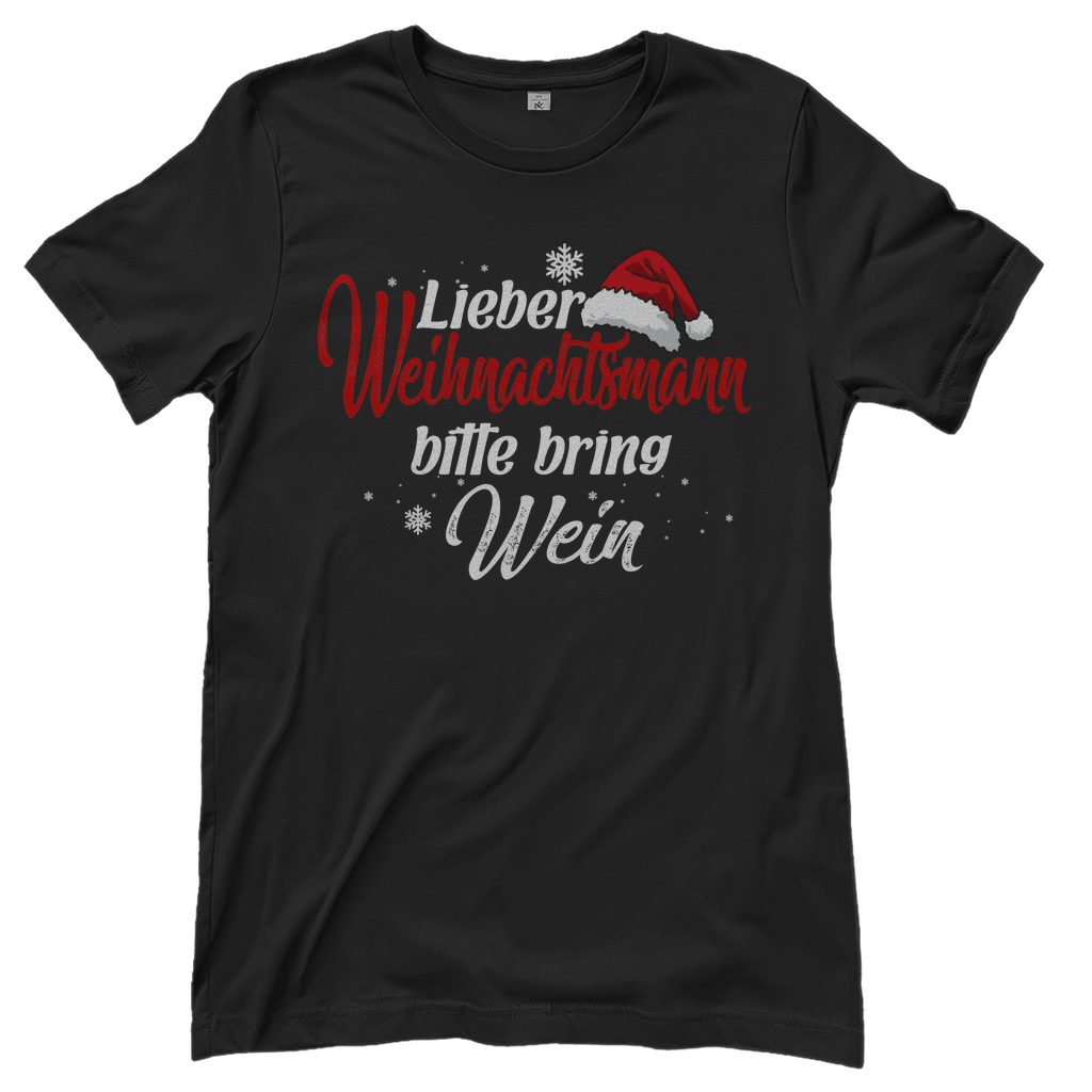 Lieber Weihnachtsmann Partnerlook - bitte bring Wein - Damenshirt