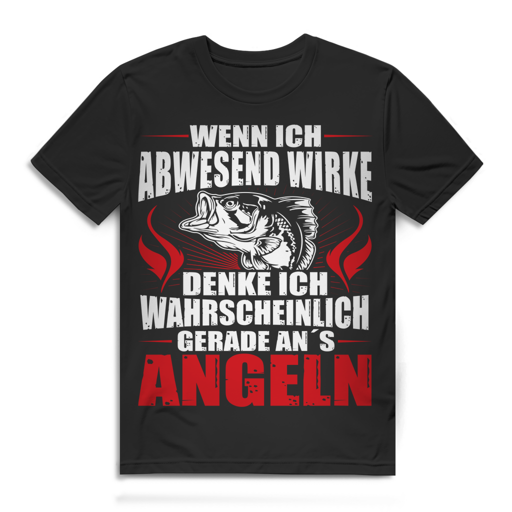Angler Shirt – Wenn ich abwesend wirke denke ich an Angeln – Herren Bio T-Shirt Black