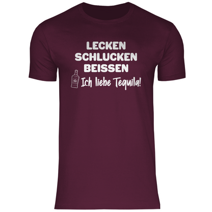 Lecken Schlucken Beissen ich liebe Tequila - Herren Shirt Burgundy