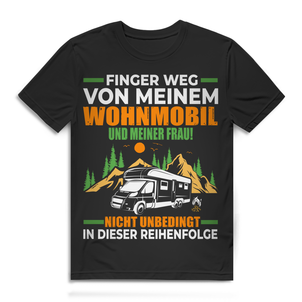 Wohnmobil Spruch Shirt Männer Camper Finger weg von meiner Frau Camping Geschenk Black