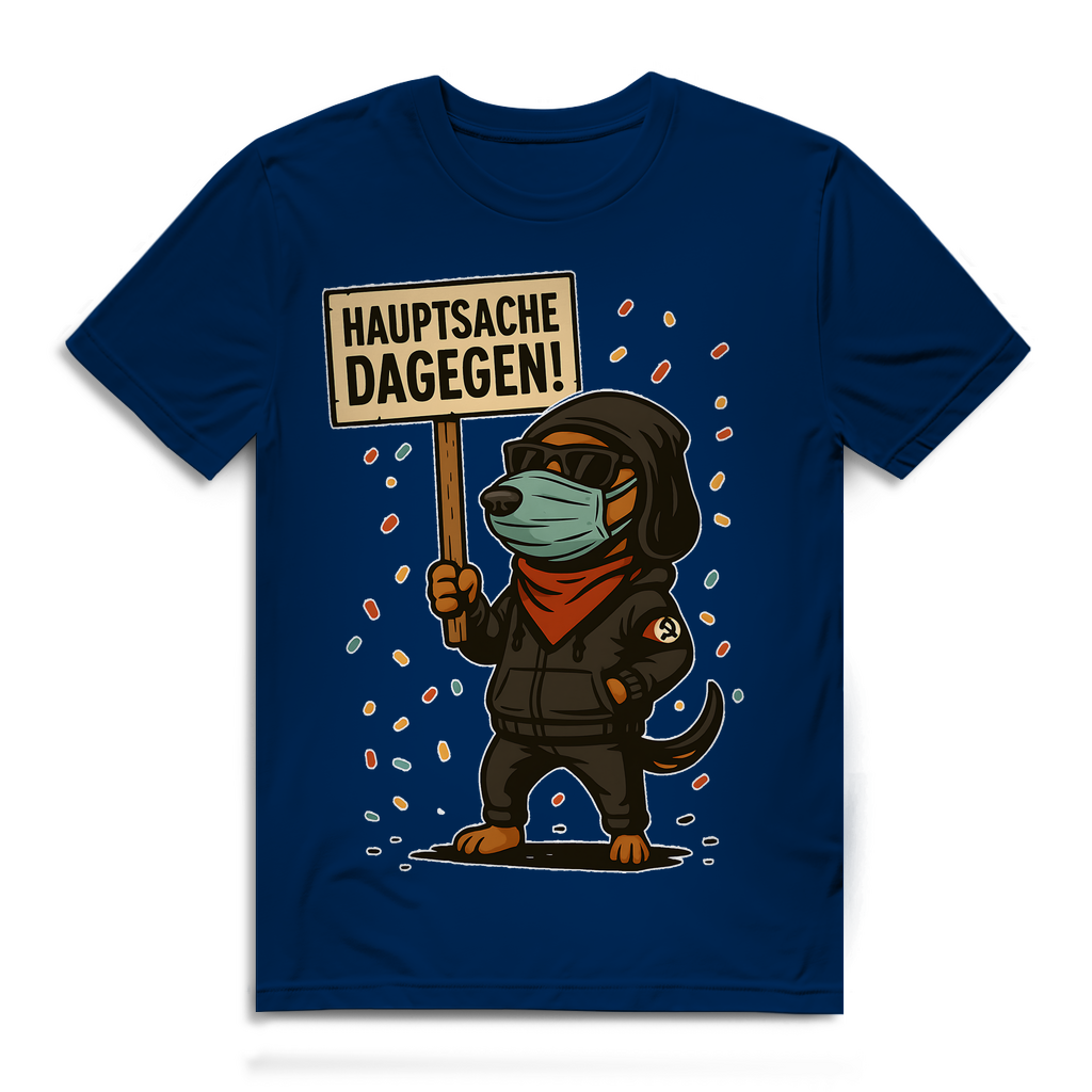 Hauptsache Dagegen Protest Dackel Hunde - Herren Premium Bio T-Shirt Navy