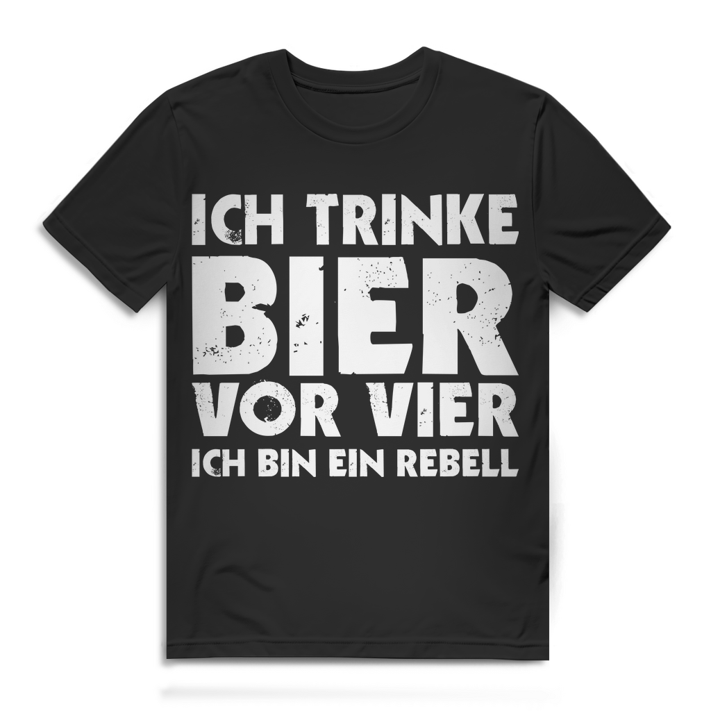 Herren Bio T-Shirt Bier Rebell Spruch Ich trinke Bier vor vier Humor Premium Black
