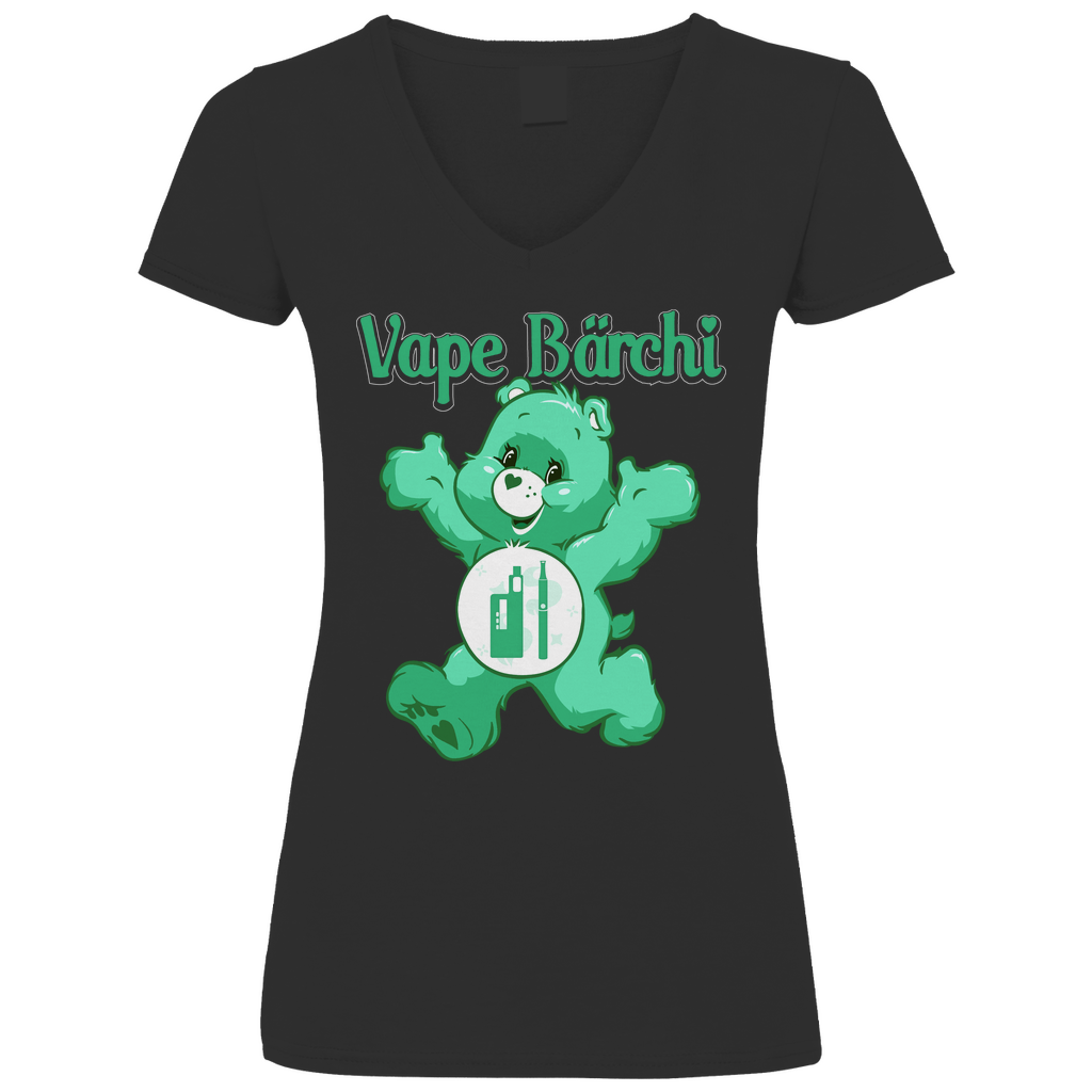 Vape Bärchi - Glücksbärchi - V-Neck Damenshirt Black