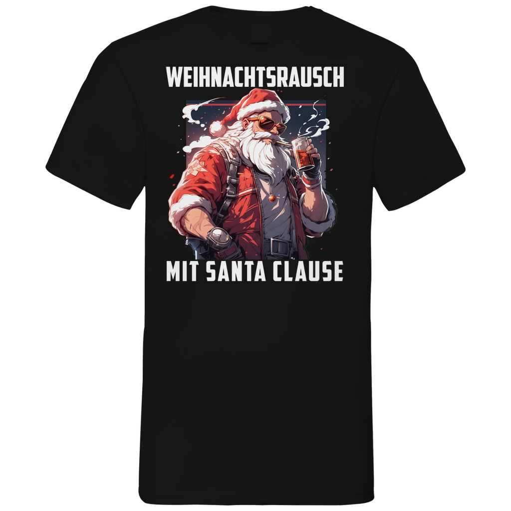 Weihnachtsrausch mit Santa Clause - Herren V-Neck Shirt Black
