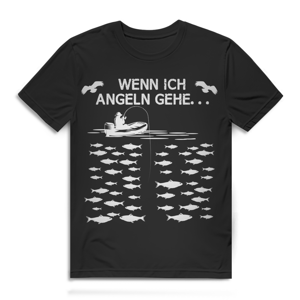 Angeln gehen Shirt für Männer Angelmotiv Boot Fische Outdoor Hobby Shirt