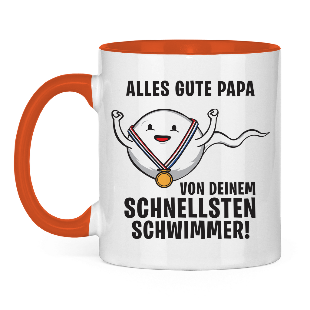 Alles gute Papa von deinem schnellsten Schwimmer! - Tasse zweifarbig Orange