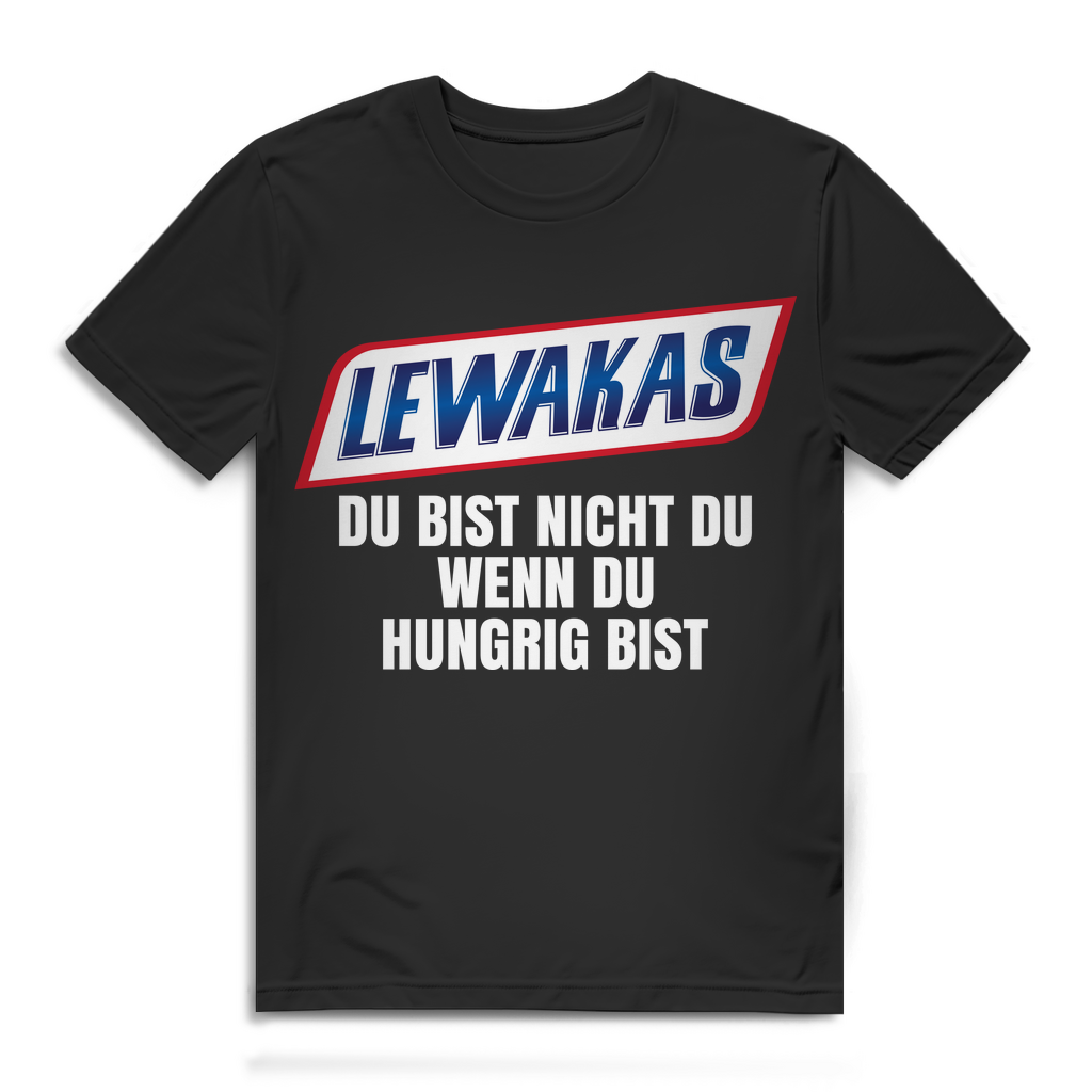 Lewakas Shirt Männer – Du bist nicht du wenn du hungrig bist – Leberkäse Parodie Black