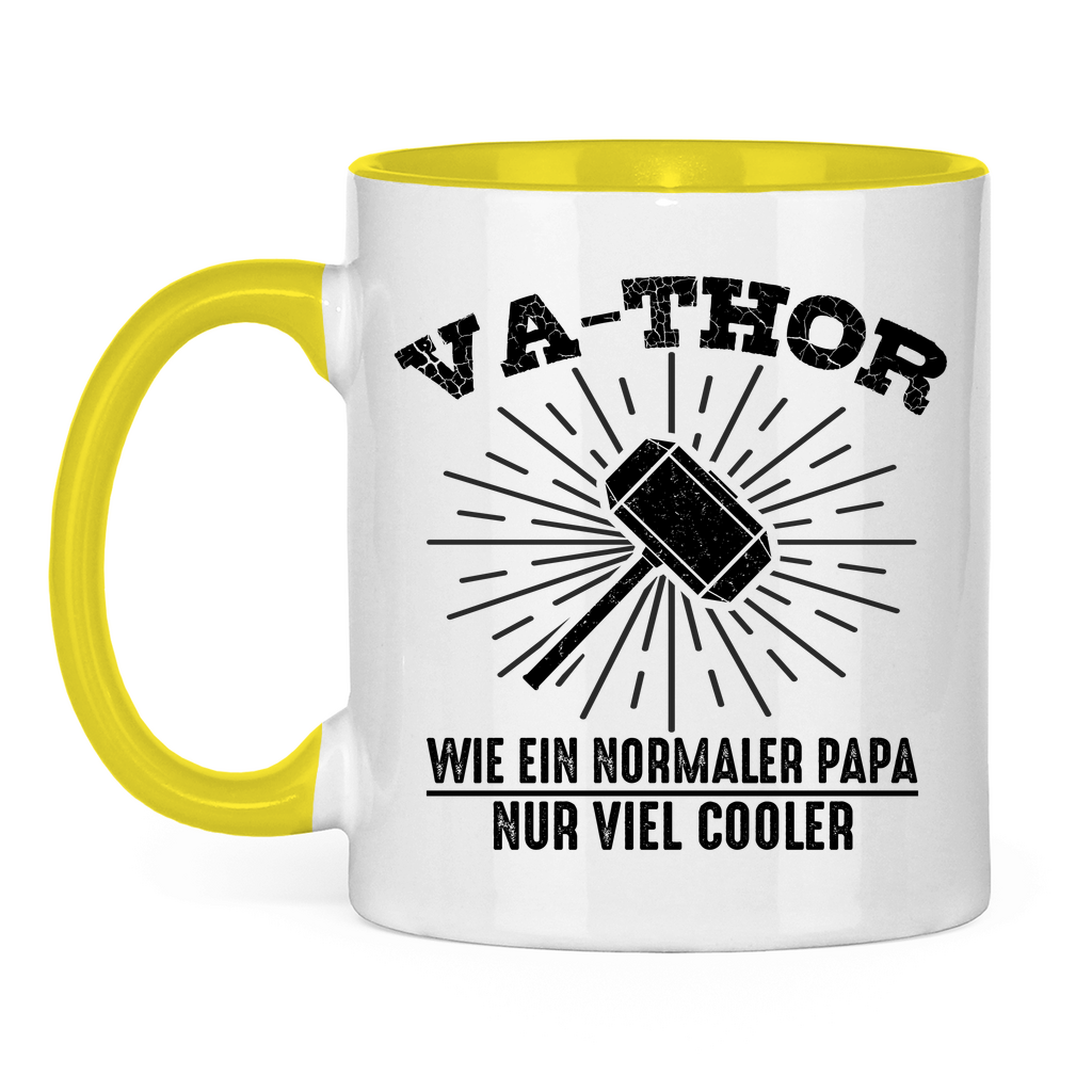 Va-Thor wie ein normaler Papa nur viel cooler - Tasse zweifarbig Yellow