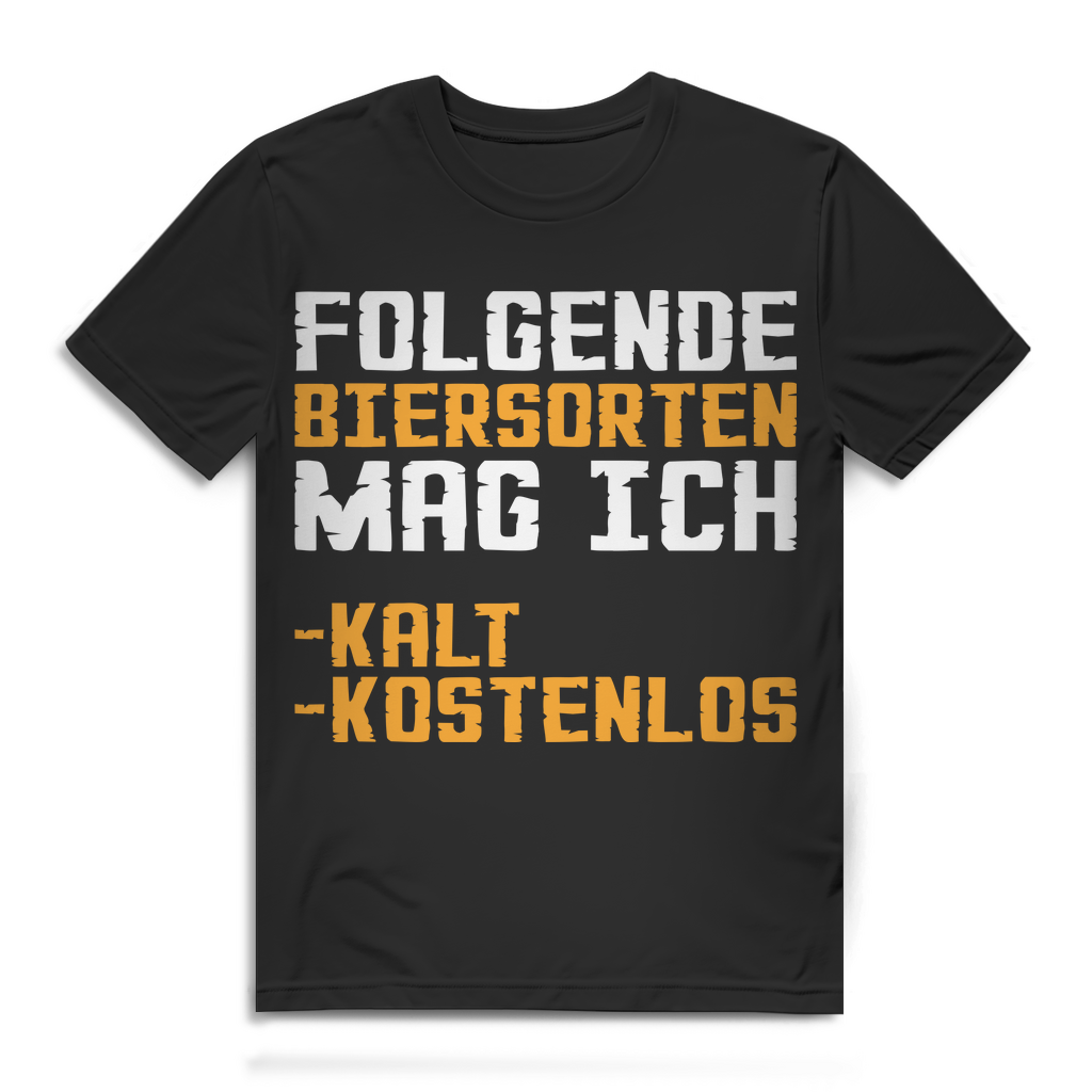 Folgende Biersorten mag ich Shirt Männer – Kalt &amp; Kostenlos als Lieblingssorten Black