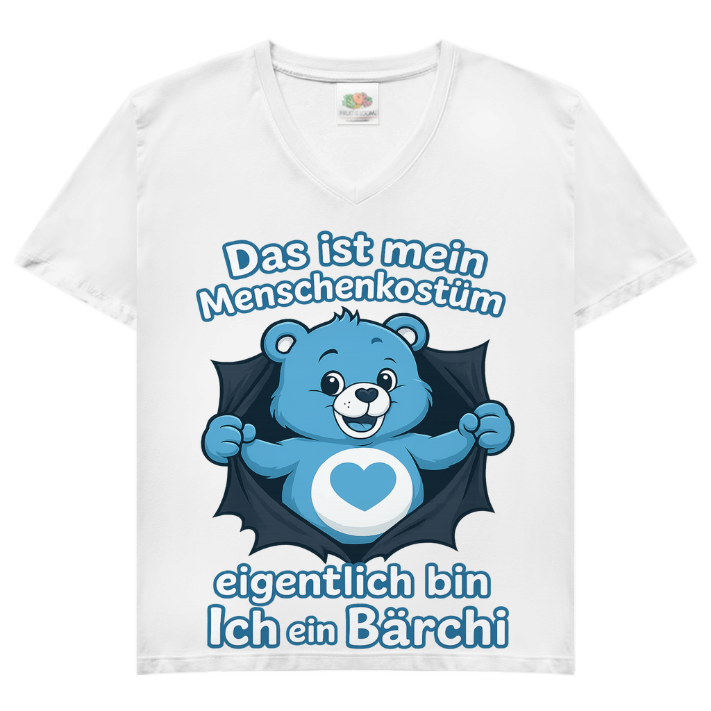 Damen V-Neck T-Shirt Menschenkostüm eigentlich bin ich ein Bärchi White