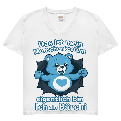 Damen V-Neck T-Shirt Menschenkostüm eigentlich bin ich ein Bärchi White