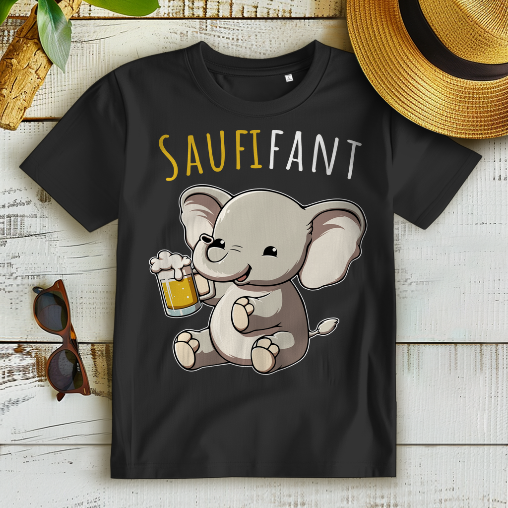 Saufifant süßer Elefant mit Bier - Damen Premium Bio T-Shirt