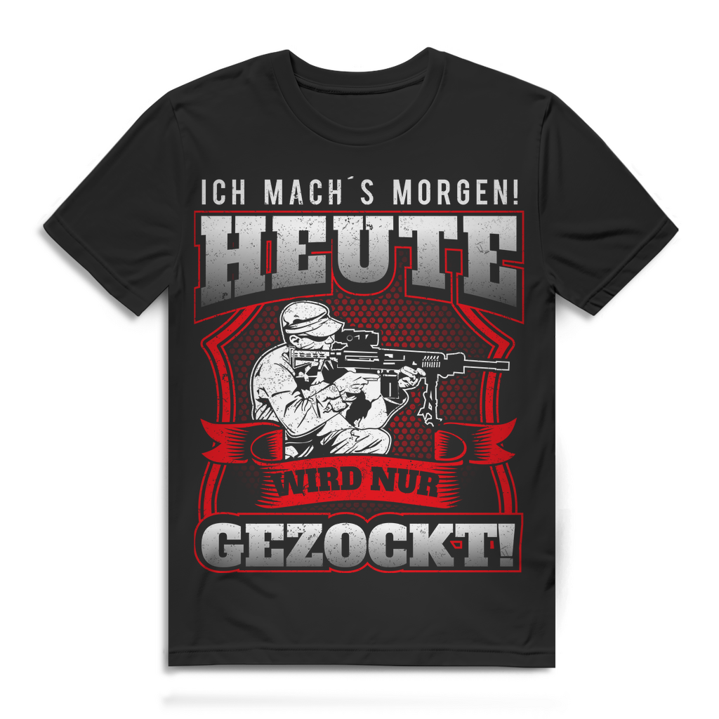 Zocker Funshirt Herren – Heute nur Gaming – Lustiger Spruch für Gamer Black