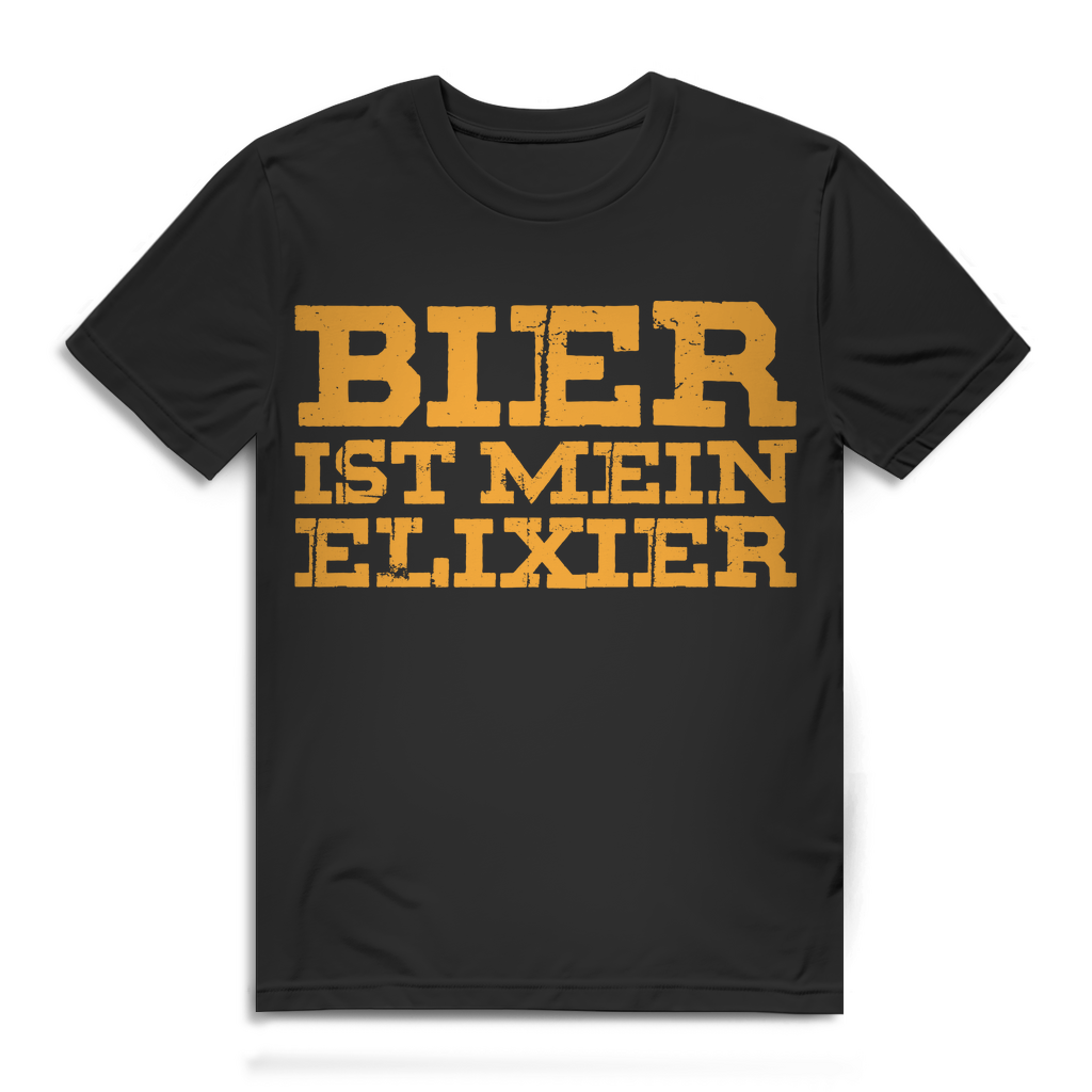 Herren Bier Spruch Shirt – Bier ist mein Elixier – Witziges Party T-Shirt Black