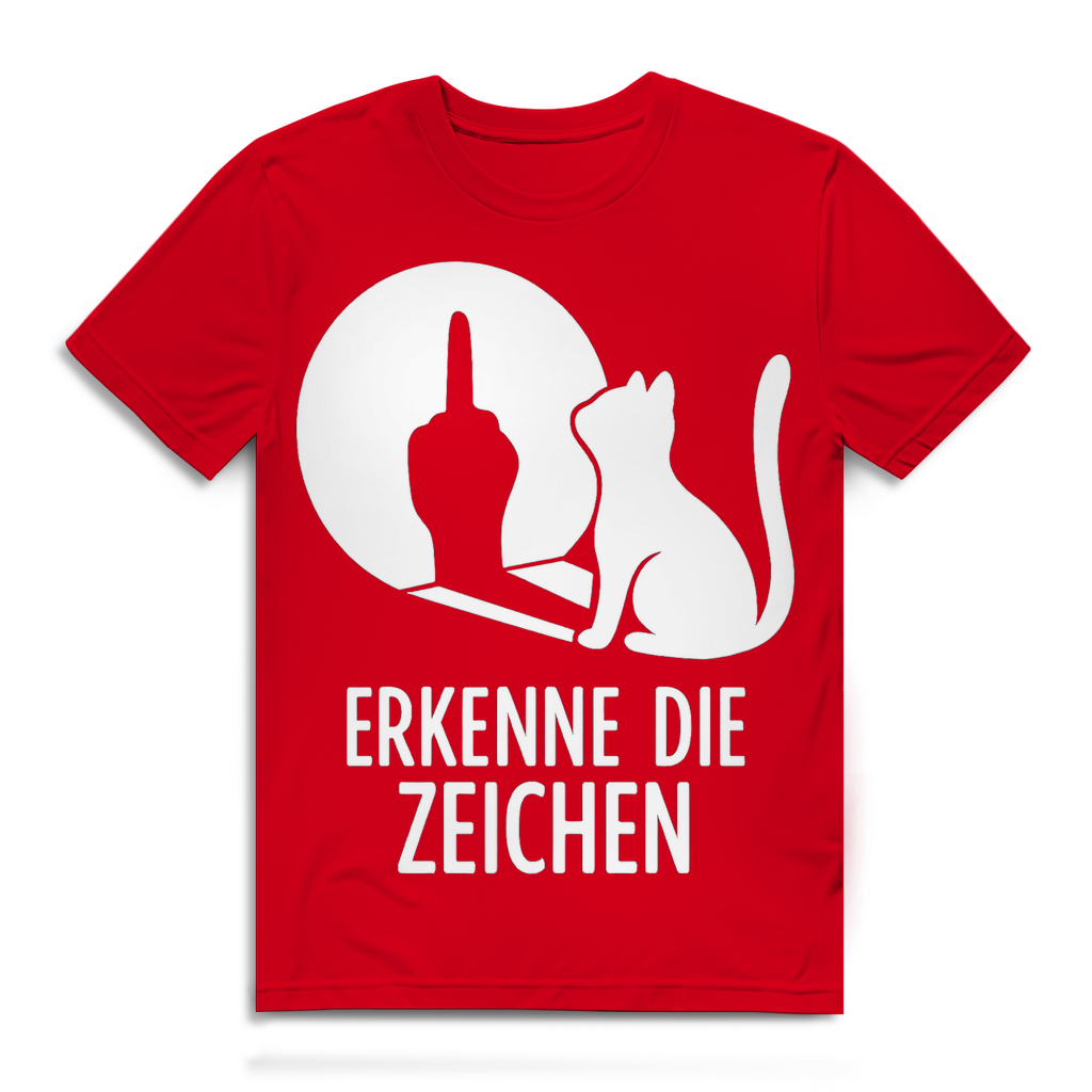 Herren Premium Bio T-Shirt Erkenne Die Zeichen Katze Katzenliebhaber Red