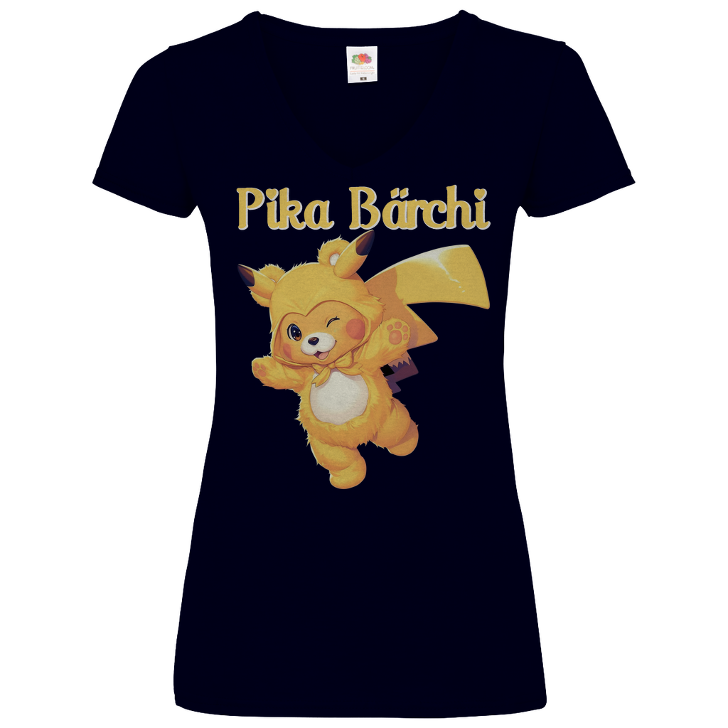 Pika Bärchi - Glücksbärchi - V-Neck Damenshirt Deep Navy