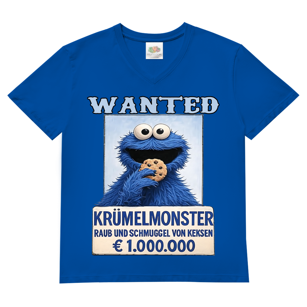 Wanted Krümelmonster Raub und Schmuggel von Keksen - Herren V-Neck T-Shirt Royal Blue