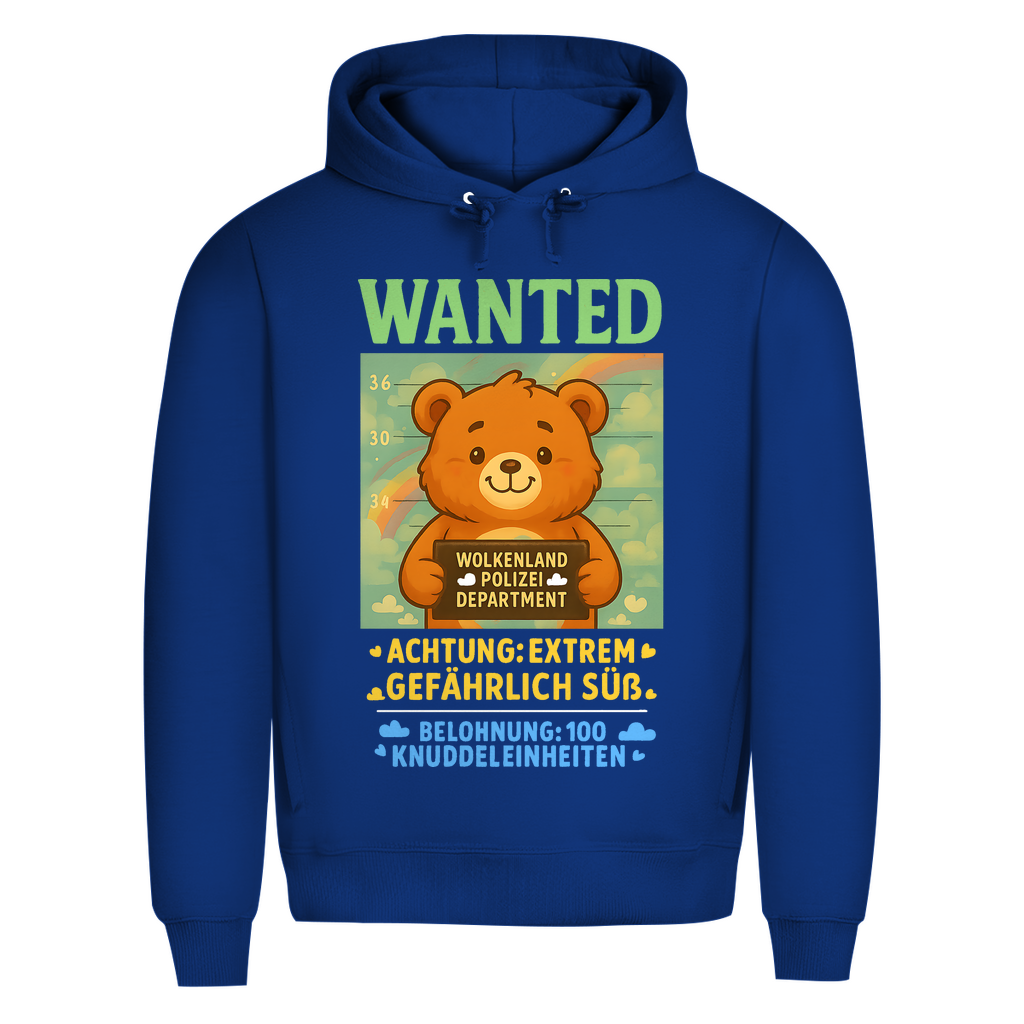 Herren Premium Bio Hoodie Wanted Glücksbärchi Wolkenland Extrem Gefährlich Süß Royal