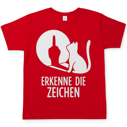 Herren T-Shirt Erkenne Die Zeichen Katze Katzenliebhaber Funshirt Red