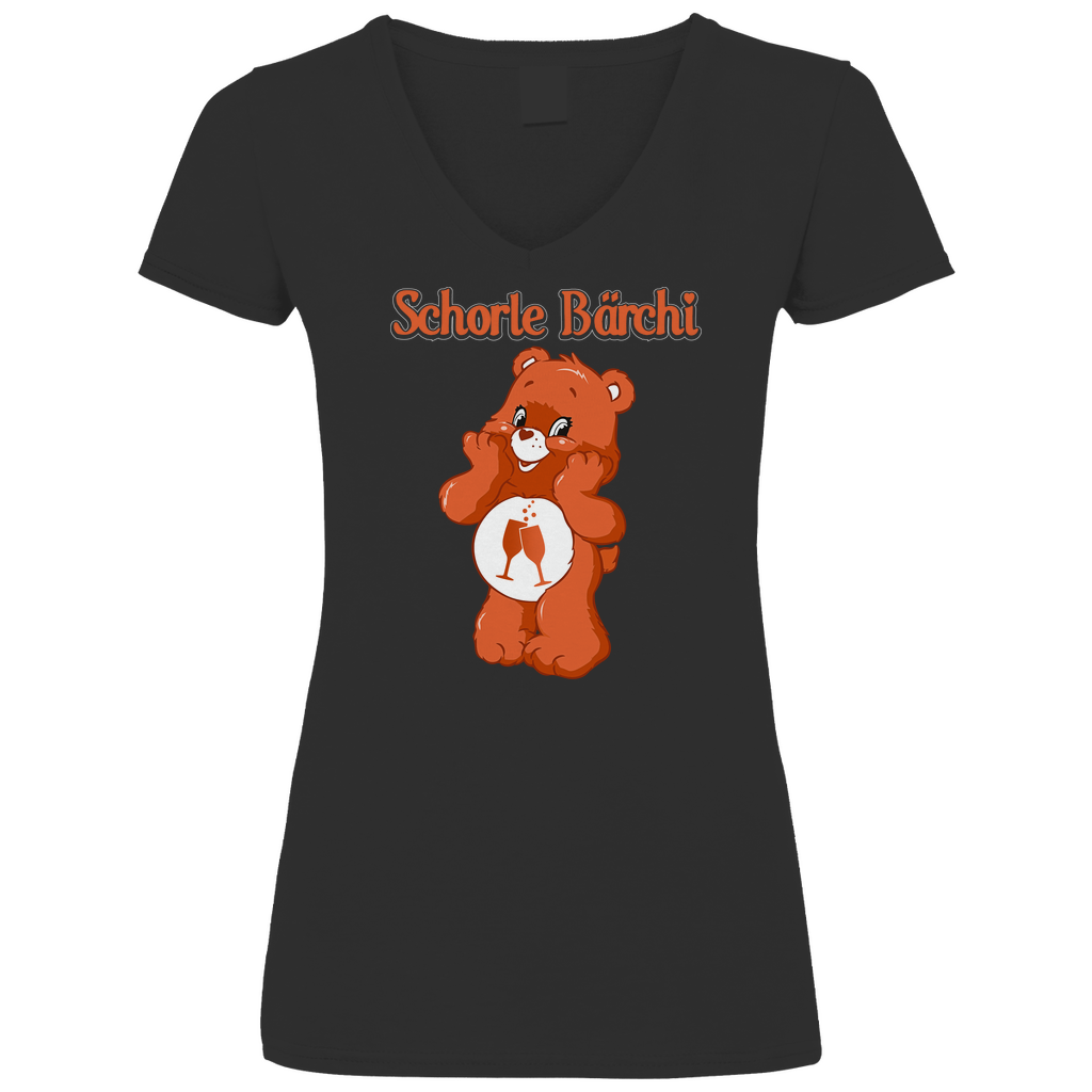 Schorle Bärchi - Glücksbärchi - V-Neck Damenshirt Black