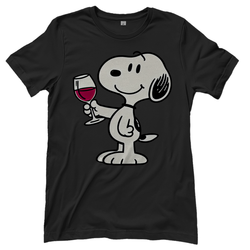 Snoopy mit Wein - Die Peanuts - Damenshirt Black