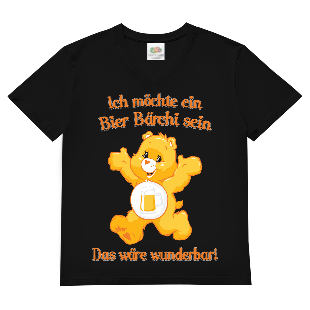 Herren V-Neck T-Shirt Ich möchte ein Bier Bärchi sein das wäre wunderbar! Black