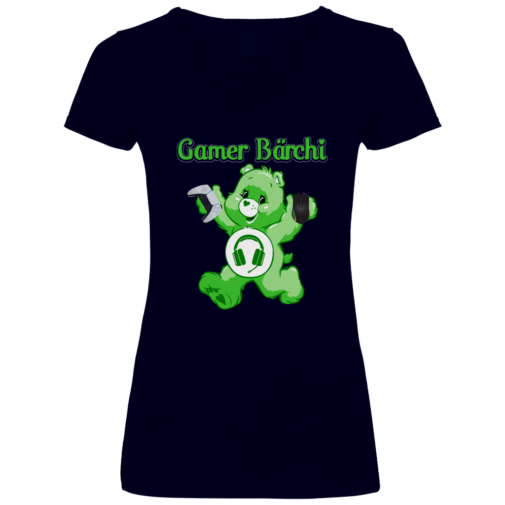 Gamer Bärchi - Glücksbärchi - V-Neck Damenshirt Deep Navy