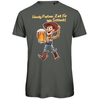 Howdy Partner Zeit für nen Schluck - Woody Toy Story - Herren Premium Bio T-Shirt Millennial Khaki