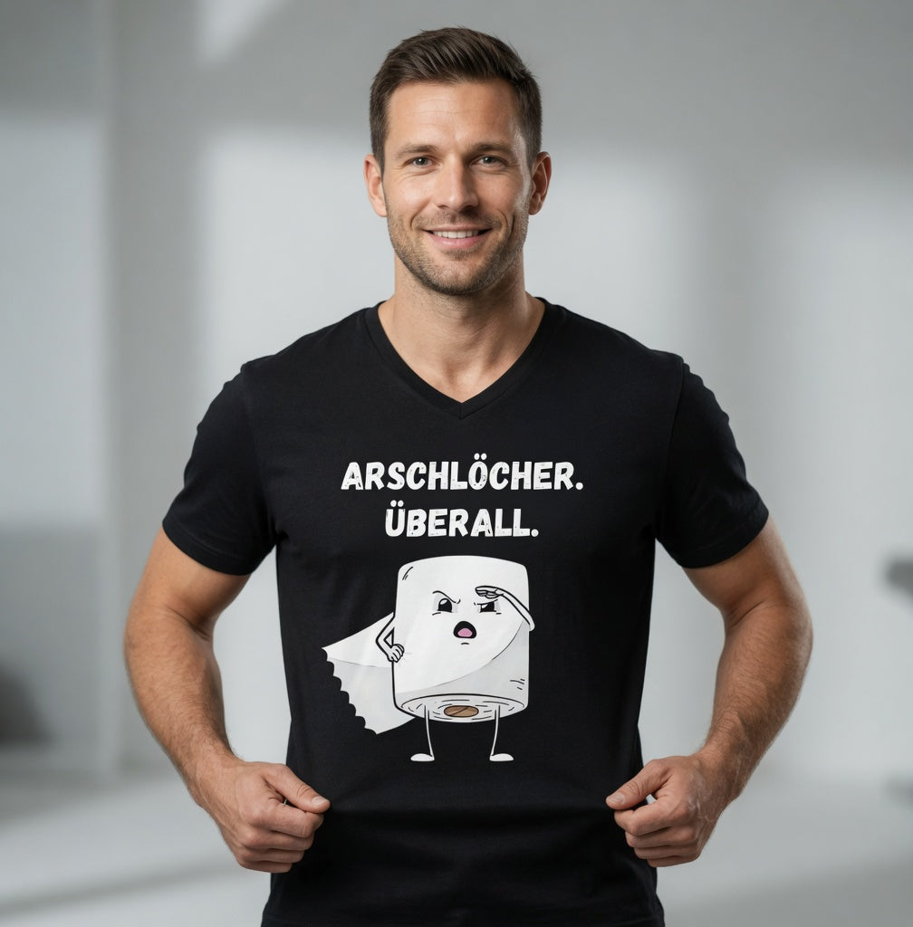 ARSCHLÖCHER. ÜBERALL. - Herren V-Neck T-Shirt