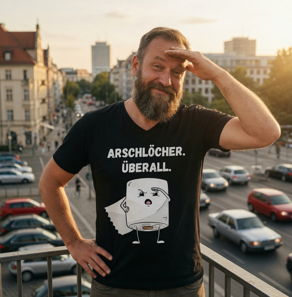 ARSCHLÖCHER. ÜBERALL. - Herren V-Neck T-Shirt