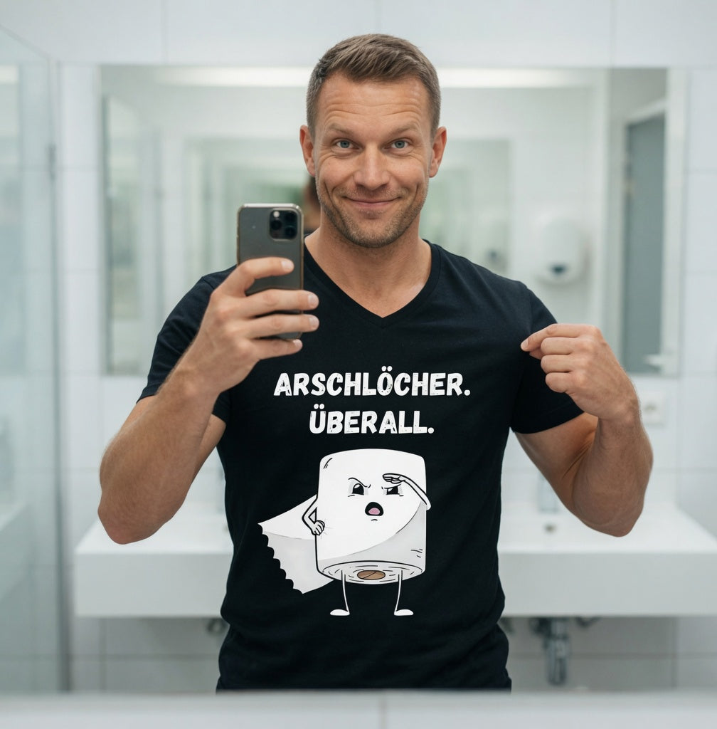 ARSCHLÖCHER. ÜBERALL. - Herren V-Neck T-Shirt