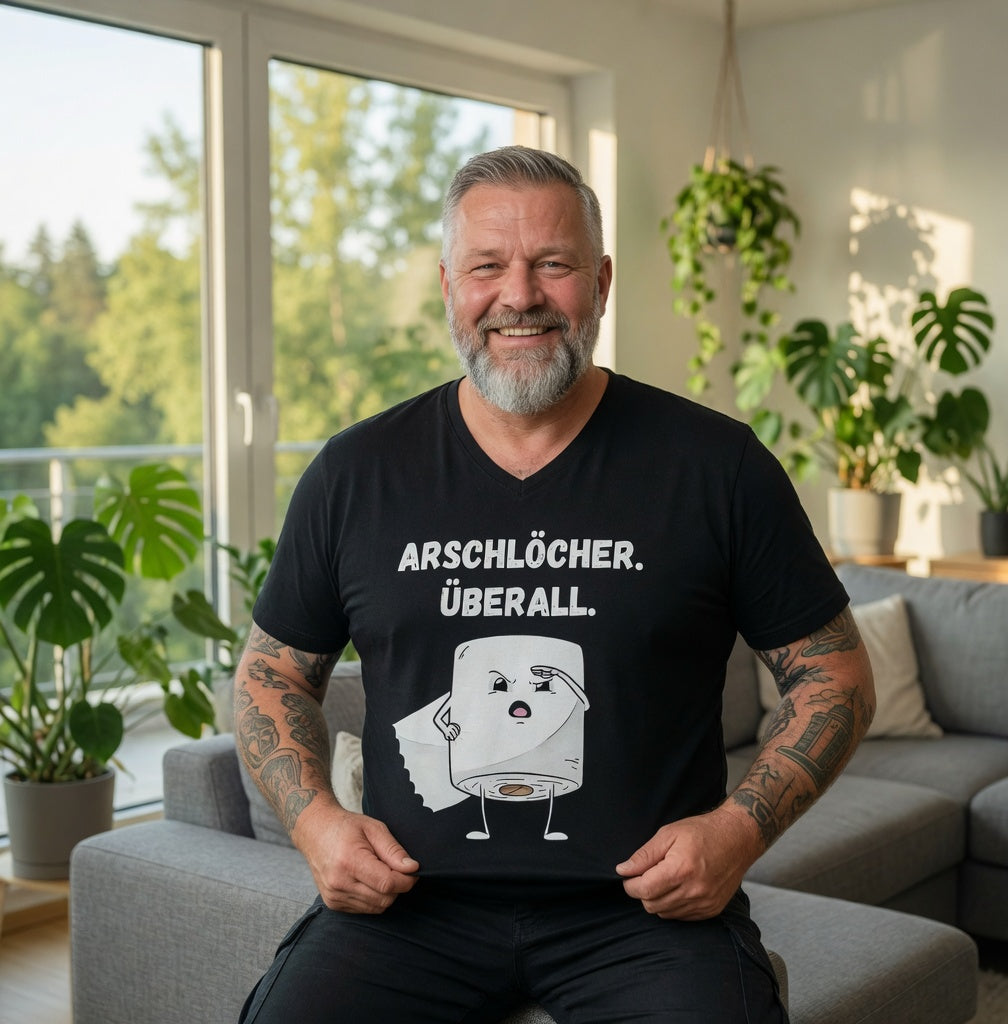 ARSCHLÖCHER. ÜBERALL. - Herren V-Neck T-Shirt