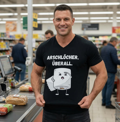ARSCHLÖCHER. ÜBERALL. - Herren V-Neck T-Shirt
