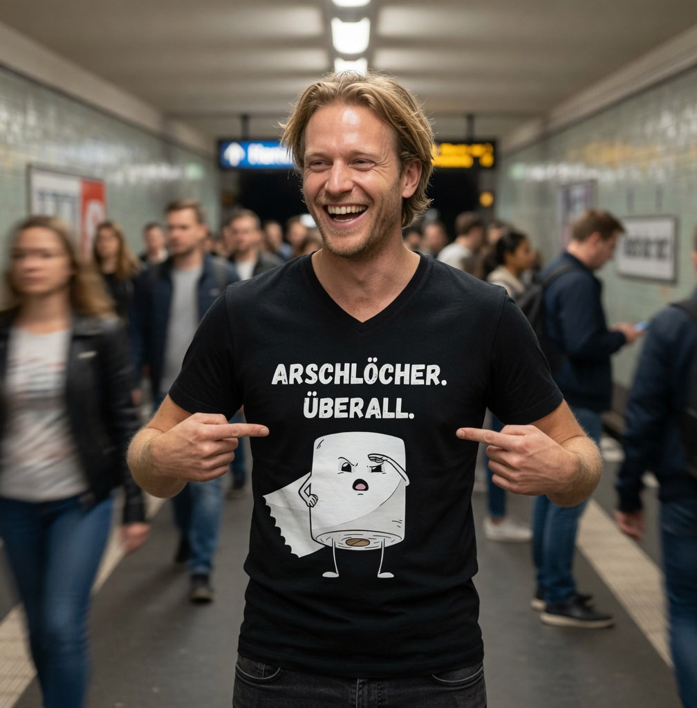 ARSCHLÖCHER. ÜBERALL. - Herren V-Neck T-Shirt