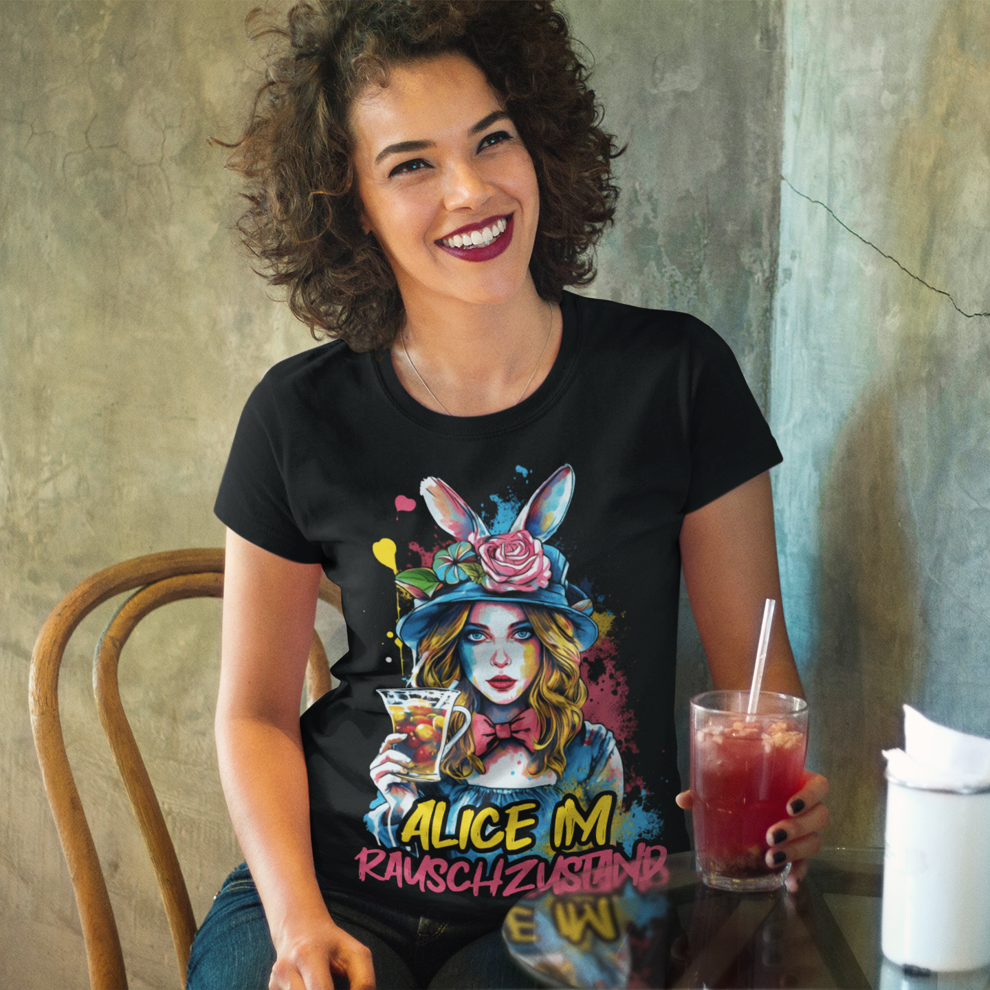 Alice im Rauschzustand Bunt - Damen Premium Bio T-Shirt