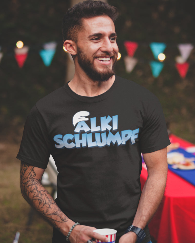Herren T-Shirt Alki Schlumpf – Witziges Trinkshirt für Party, Saufen &amp; Spaß