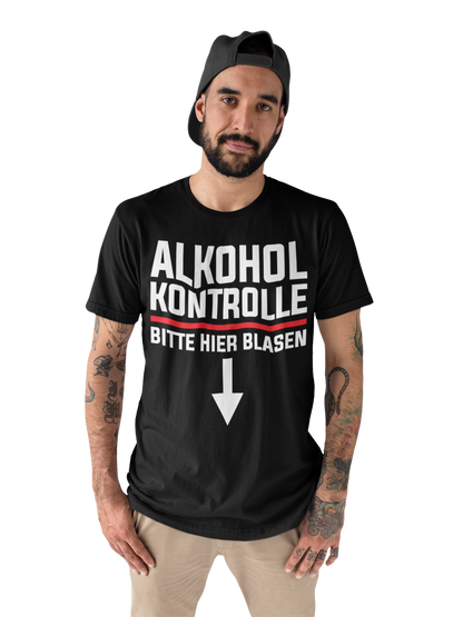 Alkohol Kontrolle bitte hier Blasen - Herren Premium Bio T-Shirt